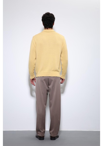 Sarı Polo Yaka Basic Erkek Kazak