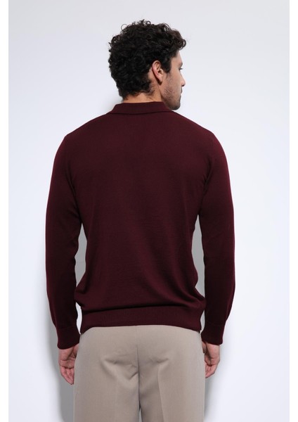 Bordo Yumuşak Dokulu Basic Erkek Kazak