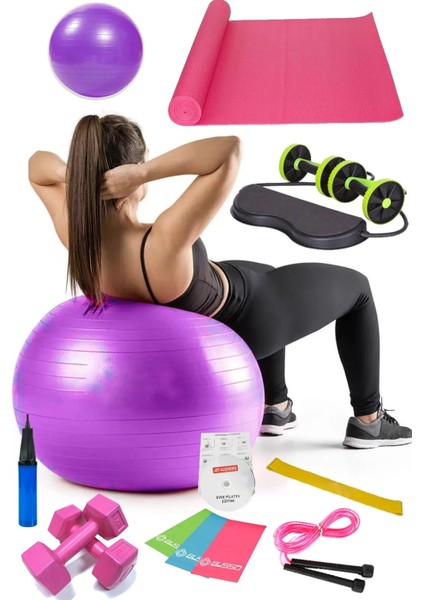 13 Lü Pilates Seti Topu 3 Lü Pilates Bandı Lastiği Dambıl Minder Atlama Ipi Revoflex Tekerlek fiyatları