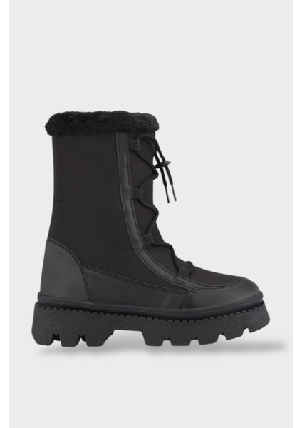 Içi Kürklü Dalgıç Kumaş Fermarlı Kız Çocuk Bot Siyah