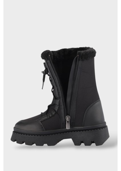 Içi Kürklü Dalgıç Kumaş Fermarlı Kız Çocuk Bot Siyah modelleri