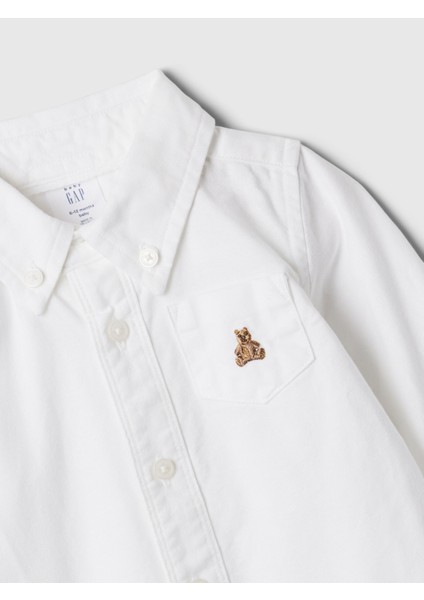 Bebek Beyaz Brannan Bear İşlemeli Oxford Bodysuit fırsatları