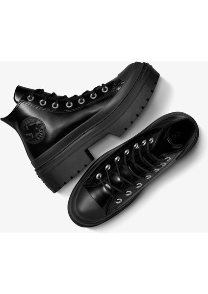Chuck Taylor All Star Lugged Heel Kadın Siyah Deri Platform Bot.001