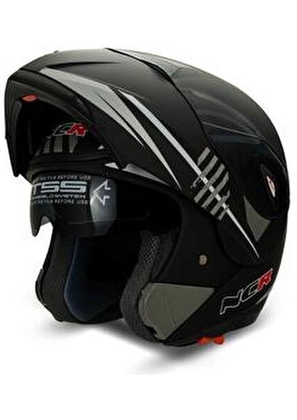 Çene Açılır Motosiklet Kaskı ABS Plastik Siyah Vizör ile Hafif Tasarım