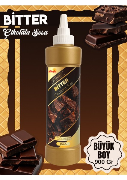 Bitter Çikolata Sos - Waffle & Krep & Pankek& Tatlı & Dondurma & Kruvasan Sos - 900 gr