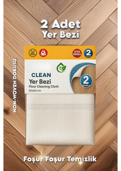 2 Adet Büyük Boy Mucize Yer Silme Bezi Temizlik Bezi Sıkması Rahat Yer Bezi 50X60