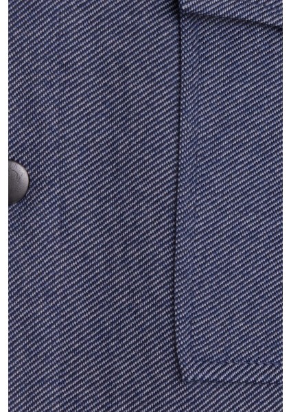 Kadın Relax Fit Rahat Kesim Örme Çift Cepli Lacivert Gömlek