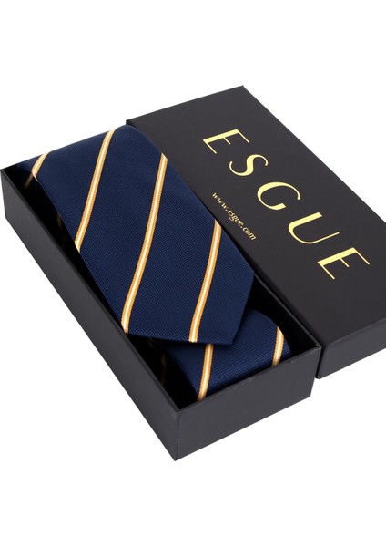 8 cm Sarı Lacivert Çizgili Hand Made Klasik Geniş Mendilli Kravat fırsatları