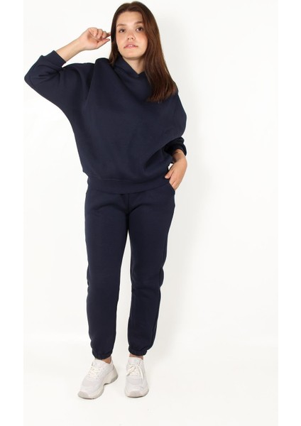 2610 Kapşonlu Paçası Lastikli Üç İplik Takım