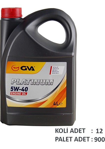 MOTOR YAĞI 5W40 4 LT PLATINUM TAM SENTETİK API SL/CF 5W40 (6 ADET)
