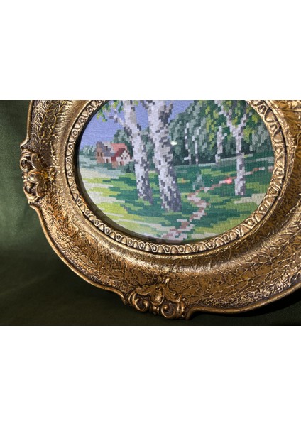 Ahşap Çerçevesinde Avrupa Goblen Pano 34 cm 28 cm Ölçülerinde fırsatları