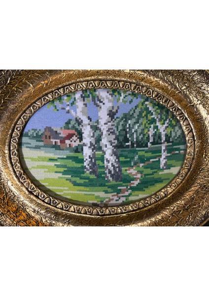 Ahşap Çerçevesinde Avrupa Goblen Pano 34 cm 28 cm Ölçülerinde indirimleri