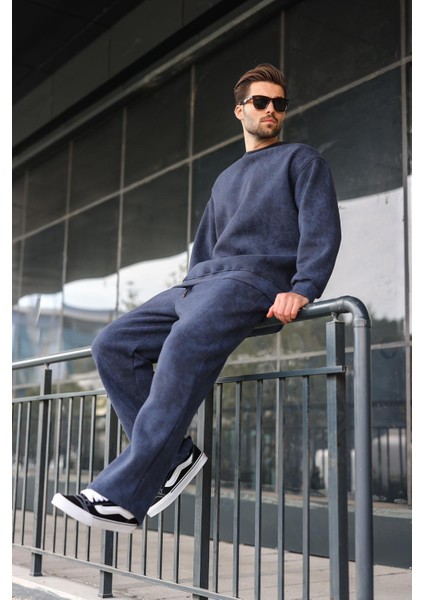 Lacivert Bisiklet Yaka Batik Desenli Erkek Sweatshirt Pantolon Takım E7344 fiyatları