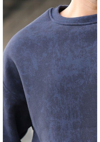 Lacivert Bisiklet Yaka Batik Desenli Erkek Sweatshirt Pantolon Takım E7344 fırsatları