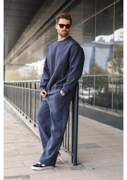 Lacivert Bisiklet Yaka Batik Desenli Erkek Sweatshirt Pantolon Takım E7344 indirimleri