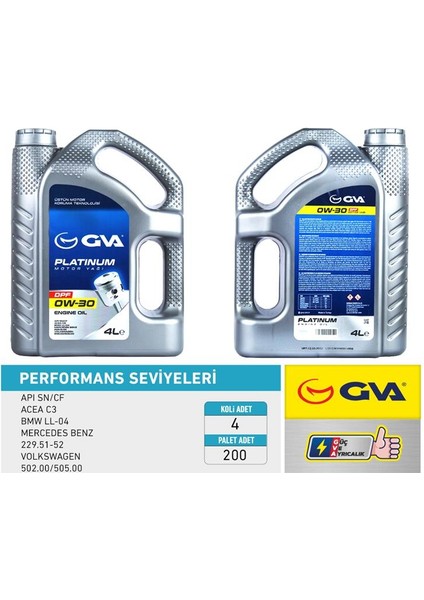 MOTOR YAĞI 0W30 4 LT DPF TAM SENTETİK API SN/ CF PARTİKÜLLÜ 0W30 55177950 (4 ADET)