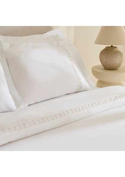 Miel %100 Pamuk Saten Çift Kişilik Nevresim Takımı Beyaz fırsatları
