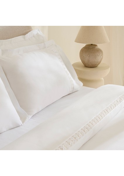 Miel %100 Pamuk Saten Çift Kişilik Nevresim Takımı Beyaz