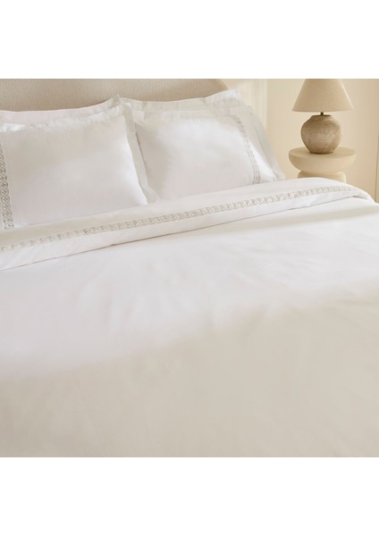 Miel %100 Pamuk Saten Çift Kişilik Nevresim Takımı Beyaz
