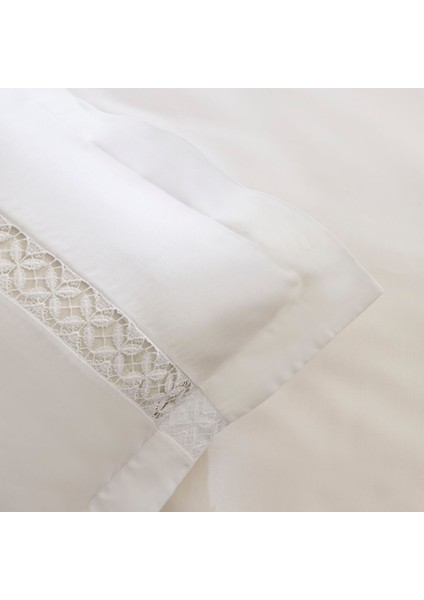 Miel %100 Pamuk Saten Çift Kişilik Nevresim Takımı Beyaz