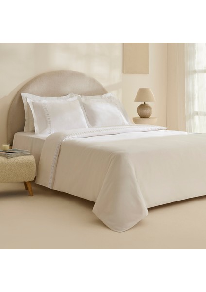 Miel %100 Pamuk Saten Çift Kişilik Nevresim Takımı Beyaz