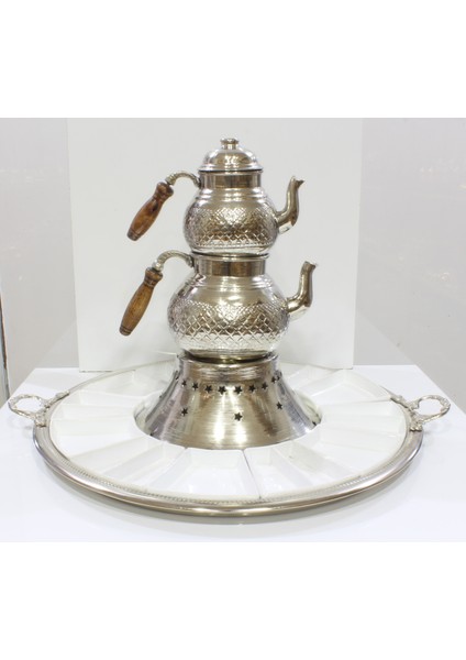 Bakır Çaydanlıklı Kahvaltı Sunum Seti
