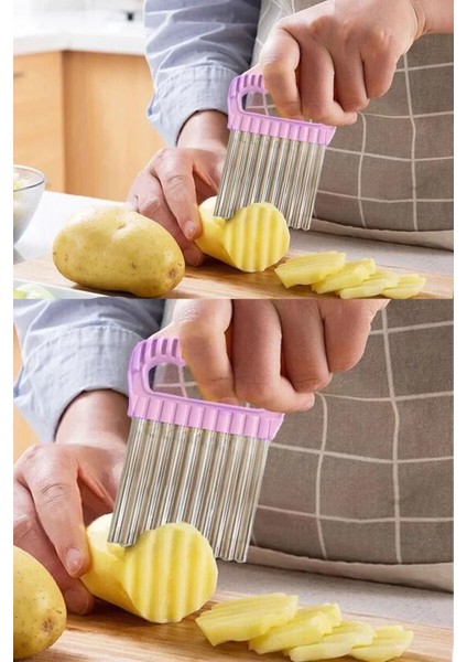 Cips Patates Doğrayıcı Chips Chopper Şekilli Sebze ve Meyve Dilimleyici