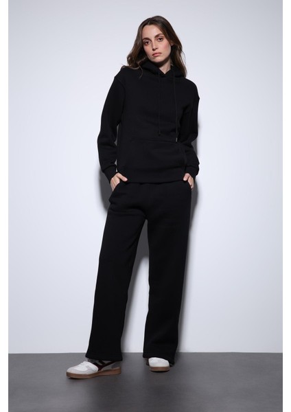 Siyah Kapüşonlu Basic Kadın Sweatshirt indirimleri