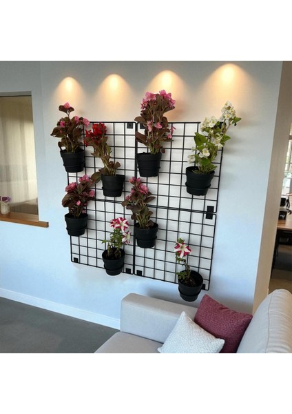 4'lü 33X33 Dekoratif Hasır Tel Duvar Paneli 8 saksılı