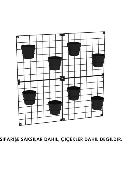 4'lü 33X33 Dekoratif Hasır Tel Duvar Paneli 8 saksılı modelleri