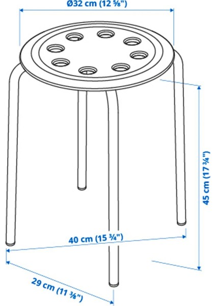 Marıus Tabure Mavi 45 cm fiyatları