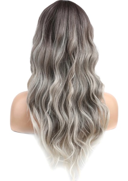Dalgalı Perçemli Fiber Sentetik Orta Boy Peruk - Ombre ve Röfleli indirimleri