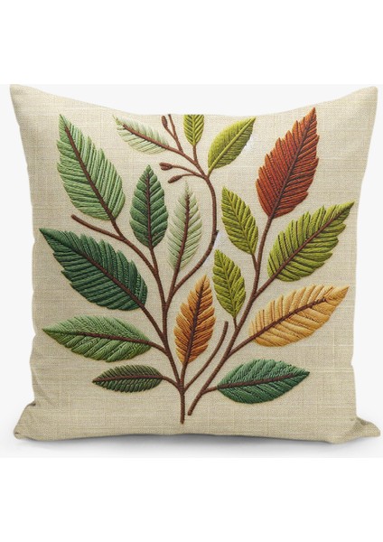 8 Li Çift Taraflı Dijital Baskı Kırlent Kılıfı Nakış Görünümlü Yaprak Desenli fiyatları