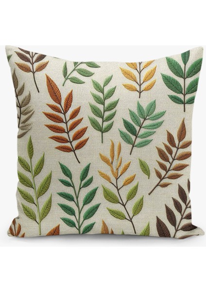 8 Li Çift Taraflı Dijital Baskı Kırlent Kılıfı Nakış Görünümlü Yaprak Desenli modelleri