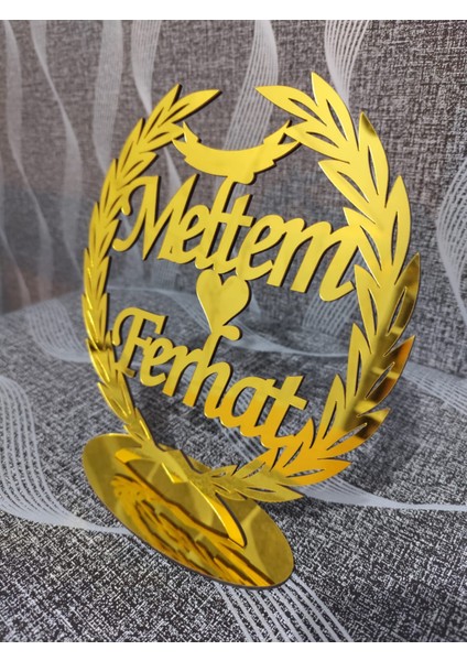 Kişiye Özel Gold Çember Nişan Söz Pleksi Isimlik