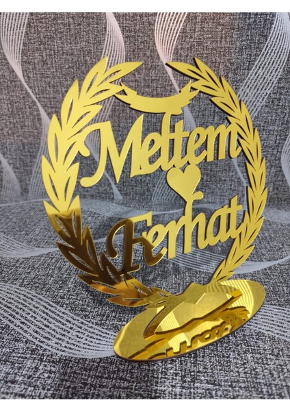 Kişiye Özel Gold Çember Nişan Söz Pleksi Isimlik modelleri