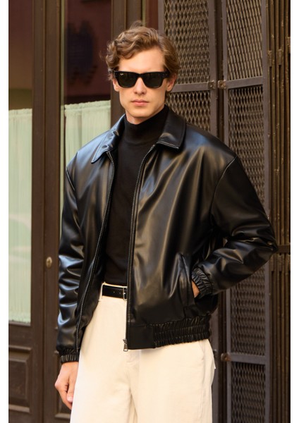 Erkek Limited Edition Deri Mont Ceket Siyah fırsatları