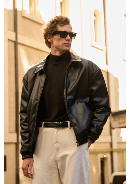 Erkek Limited Edition Deri Mont Ceket Siyah indirimleri