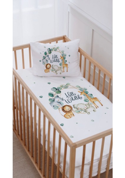 %100 Pamuk Anne Yanı Beşik Nevresim Takımı (60X100) Safari