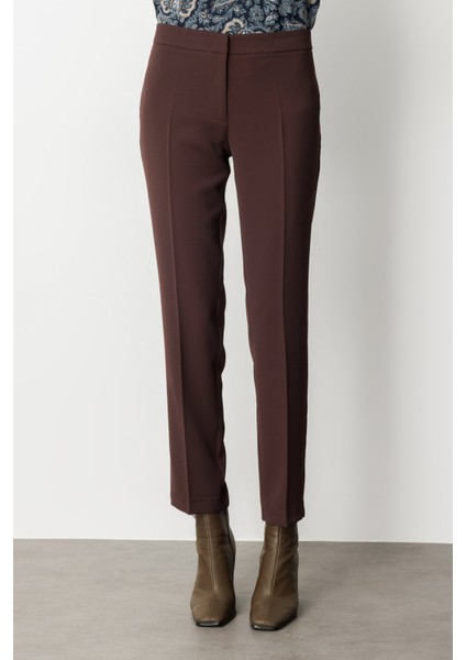 Kadın Dar Paça Krep Pantolon 1029 Kahverengi modelleri