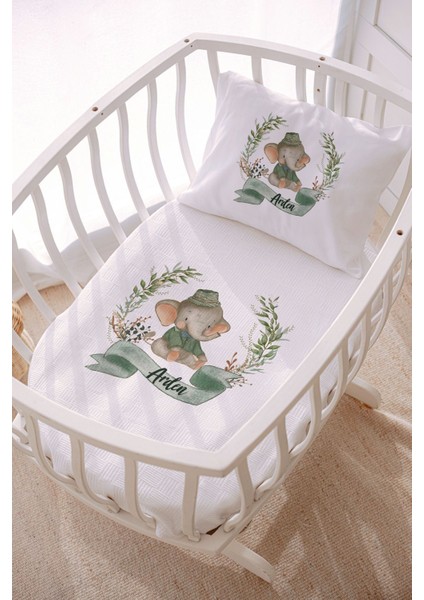 Isme Özel 70X120 Park Yatak ve Anne Yanı Pike Seti Fil