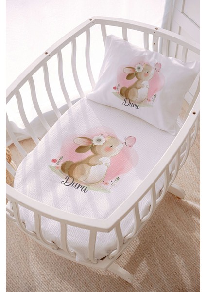 Isme Özel 70X120 Park Yatak ve Anne Yanı Pike Seti Tavşan