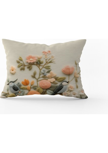 8 Li Çift Taraflı Dijital Baskı Kırlent Kılıfı Nakış Görünümlü Çiçek/kuş Desenli indirimleri