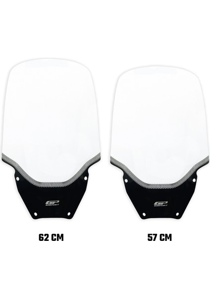 Honda Forza 250 2021-2025 Uyumlu Baskılı Ön Tur Camı Şeffaf 57 cm