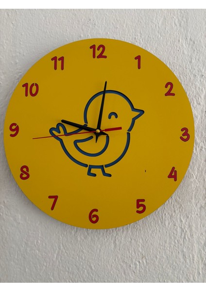 Kişiye Özel Isimli Çocuk Odası Duvar Saati | Lazer Kesim Ahşap Kreş Anasınıfı Dekoru | 30 cm