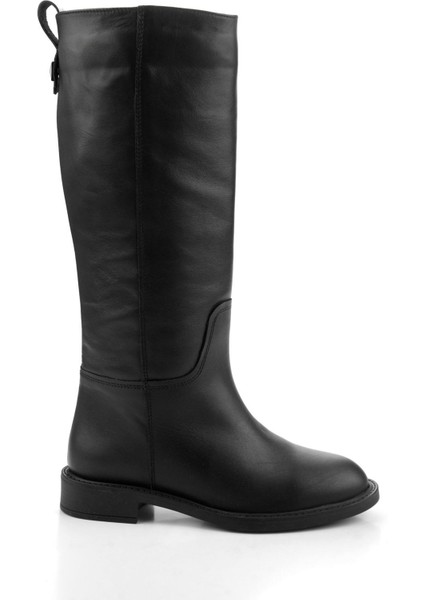 Siyah Hakiki Deri Kadın Çizme K03724253203