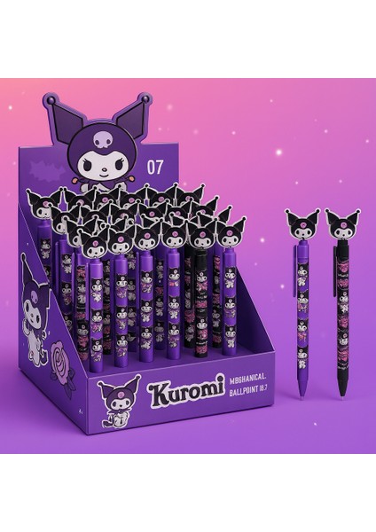 Sevimli Mor Karakter Uçlu Kalem – 0.7 mm Uç, Yumuşak Yazım - 1 Adet