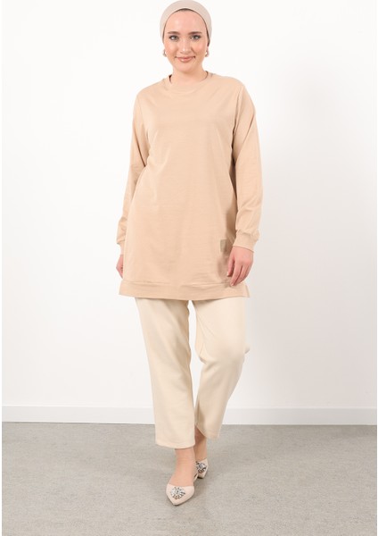 Basic Bisiklet Yaka Armalı Kısa Tunik