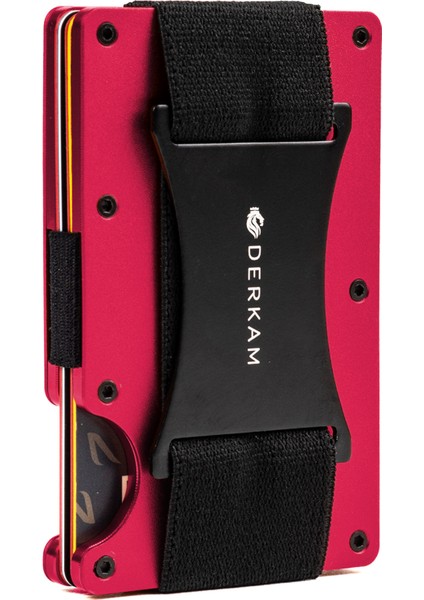 Derkam Minimalist Cüzdan & Kartlık - Erkek Kartlık | RFID Korumalı Alüminyum Kartlık | T-Burgundy