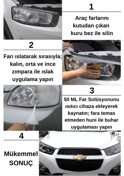 Buharlı Araba Far Temizleme ve Parlatma Seti Yeni Nesil Premium 9 Parça Set fırsatları